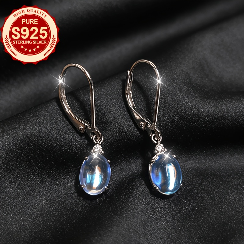 Women's S925 Silver Iridescent Opal Ear Hooks, Elegant & Bling